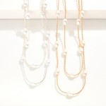 Wholesale layered Rope Chain Necklace Pearl Stations L Extender L
