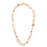 Wholesale chain Link Necklace Polished Natural Stone Stations T Bar Closure L
