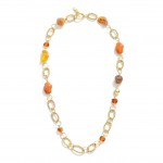 Wholesale chain Link Necklace Polished Natural Stone Stations T Bar Closure L