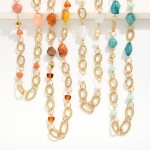 Wholesale chain Link Necklace Polished Natural Stone Stations T Bar Closure L