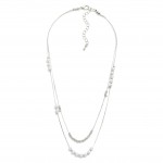 Wholesale dainty Layered Rope Chain Necklace Metal Pearl Beads L Extender L