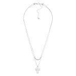 Wholesale layered Box Chain Necklace Metal Beads Cubic Zirconia Cross Pendant L