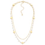 Wholesale layered Chain Link Necklace Pearl Metal Clover Stations L Extender L