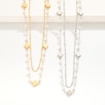 Wholesale layered Chain Link Necklace Pearl Metal Clover Stations L Extender L