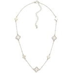 Wholesale chain Link Necklace Pearlescent Clover Stations Cubic Zirconia Borders
