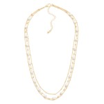 Layered Chain Link Necklace Featuring Cushion Square Cut Glass Bead Stations

- Approximately 16" L
- Extender 3" L