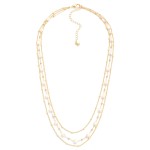 Layered Chain Link Necklace Featuring Cushion Square Cut Glass Bead Stations

- Approximately 16" L
- Extender 3" L