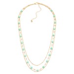 Wholesale layered Chain Link Necklace Cushion Square Cut Glass Bead Stations L E