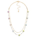 Wholesale layered Chain Link Necklace Glass Crystal Clovers Bead Stations L Exte