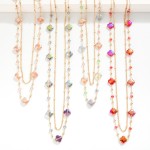 Wholesale layered Chain Link Necklace Glass Crystal Clovers Bead Stations L Exte