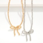 Wholesale metal Beaded Necklace Metal Beaded Bow Pendant L Extender L