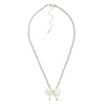 Wholesale metal Beaded Necklace Pearl Beaded Bow Pendant L Extender L