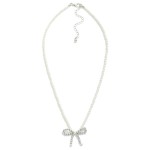 Wholesale pearl Beaded Necklace Metal Beaded Bow Pendant L Extender L
