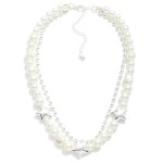Wholesale layered Pearl Metal Beaded Necklace Metal Star Beads L Extender L