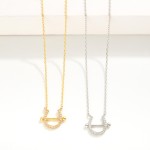Wholesale dainty Gold Dipped Chain Link Necklace Cubic Zirconia Studded Horse Sh