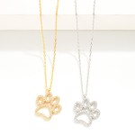 Wholesale dainty Gold Dipped Chain Link Necklace Cubic Zirconia Studded Paw Prin
