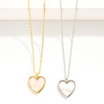 Wholesale dainty Gold Dipped Chain Link Necklace Pearlescent Heart Pendant Gold