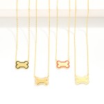 Wholesale dainty Gold Dipped Chain Link Necklace Dog Bone Pendant Gold Dipped Ma