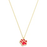 Wholesale dainty Gold Dipped Chain Link Necklace Cubic Zirconia Studded Paw Prin
