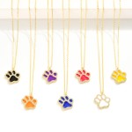 Wholesale dainty Gold Dipped Chain Link Necklace Cubic Zirconia Studded Paw Prin