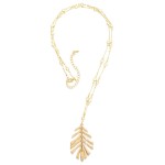 Wholesale long Bar Chain Necklace Linked Leaf Pendant Rhinestone Stations L Exte