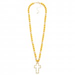 Wholesale long Wood Beaded Necklace Chain Cross Pendant L Extender L
