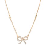 Wholesale dainty Chain Link Necklace Rhinestone Bow Pendant Rhinestone Stud Stat