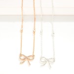 Wholesale dainty Chain Link Necklace Rhinestone Bow Pendant Rhinestone Stud Stat