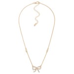 Wholesale dainty Chain Link Necklace Rhinestone Bow Pendant Rhinestone Stud Stat