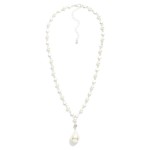 Wholesale linked Pearl Metal Geometric Necklace Pearl Pendant L Extender L