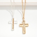 Wholesale chain Link Necklace Brushed Metal Cross Pendant Bead Detail L Extender