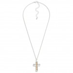 Wholesale chain Link Necklace Brushed Metal Cross Pendant Bead Detail L Extender