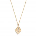 Wholesale chain Link Necklace Brushed Metal Diamond Pendant Bead Detail L Extend