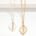 Wholesale chain Link Necklace Brushed Metal Diamond Pendant Bead Detail L Extend