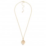 Wholesale chain Link Necklace Brushed Metal Diamond Pendant Bead Detail L Extend