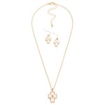 Wholesale chain Link Necklace Pearlescent Cross Pendant Matching Pearlescent Cro
