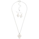 Wholesale chain Link Necklace Pearlescent Cross Pendant Matching Pearlescent Cro