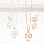 Wholesale chain Link Necklace Pearlescent Cross Pendant Matching Pearlescent Cro
