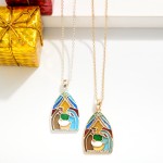 Wholesale chain Link Necklace Glitter Resin Christmas Scene Pendant L Extender L