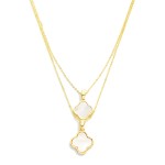 Wholesale dainty Layered Chain Link Necklace Pearlescent Clover Pendants L Exten