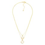 Wholesale dainty Layered Chain Link Necklace Pearlescent Clover Pendants L Exten