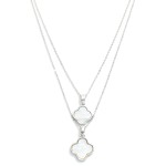 Wholesale dainty Layered Chain Link Necklace Pearlescent Clover Pendants L Exten