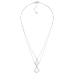 Wholesale dainty Layered Chain Link Necklace Pearlescent Clover Pendants L Exten