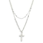 Wholesale layered Chain Link Necklace Rhinestone Studded Cross Pendant L Extende