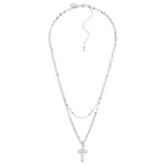 Wholesale layered Chain Link Necklace Rhinestone Studded Cross Pendant L Extende