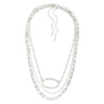 Wholesale set Two Chain Link Necklaces Layered Chain Link Necklace Metal Oval Pe