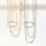Wholesale set Two Chain Link Necklaces Layered Chain Link Necklace Metal Oval Pe