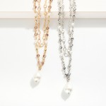 Wholesale layered Chain Link Necklace Glass Crystal Faceted Bead Stations Pearl