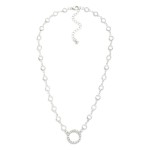 Wholesale linked Glass Crystal Stations Necklace Rhinestone Circle Pendant L Ext