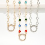 Wholesale linked Glass Crystal Stations Necklace Rhinestone Circle Pendant L Ext